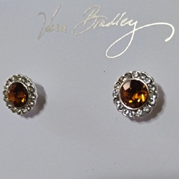 Vera Bradley Jewelry - VERA BRADLEY Yellow Topaz Earrings Set In Silver!
